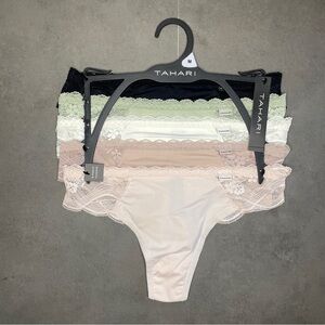 Tahari Women’s Lace Trim Thong - Multi-Color‎ Pack